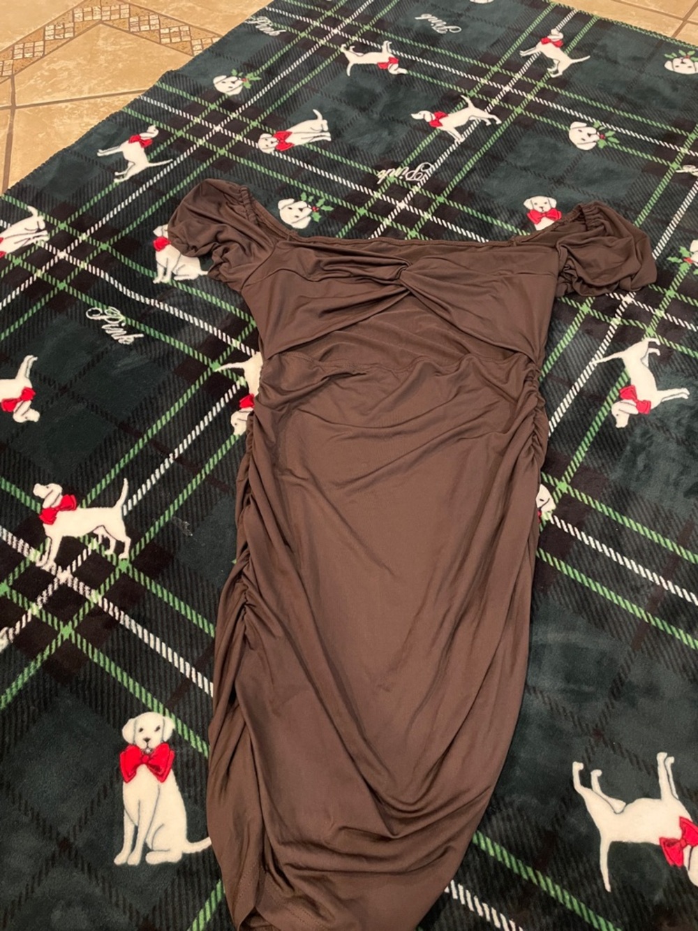 SHEIN Brown Off-Shoulder Stretch Dress